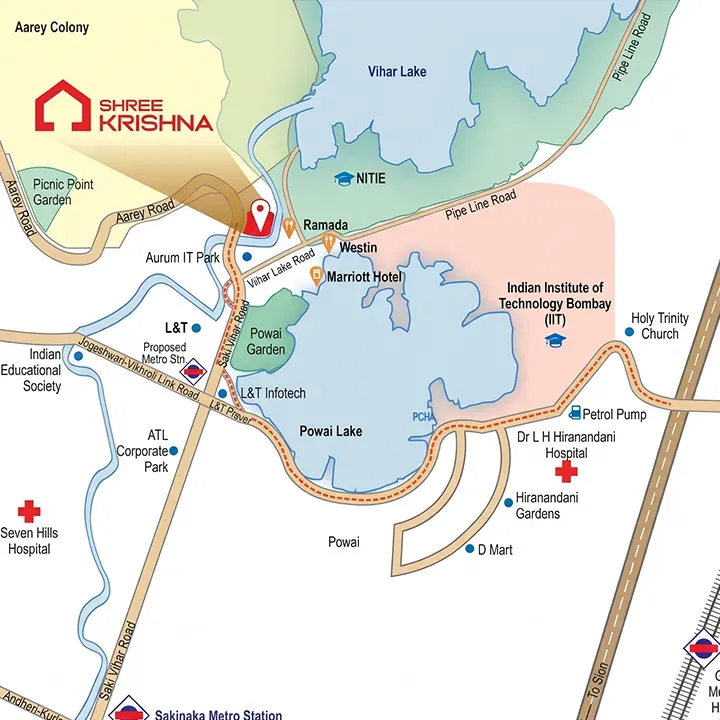 Dhanani Shree Krishna location map, Powai 2.0